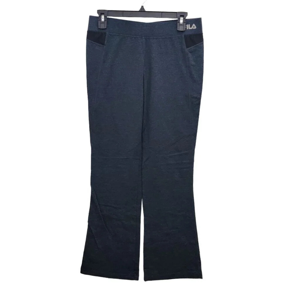 FILA Sport‎ Women's Charcoal Cotton Knit Mesh Panel Flared Athletic Pants Size S